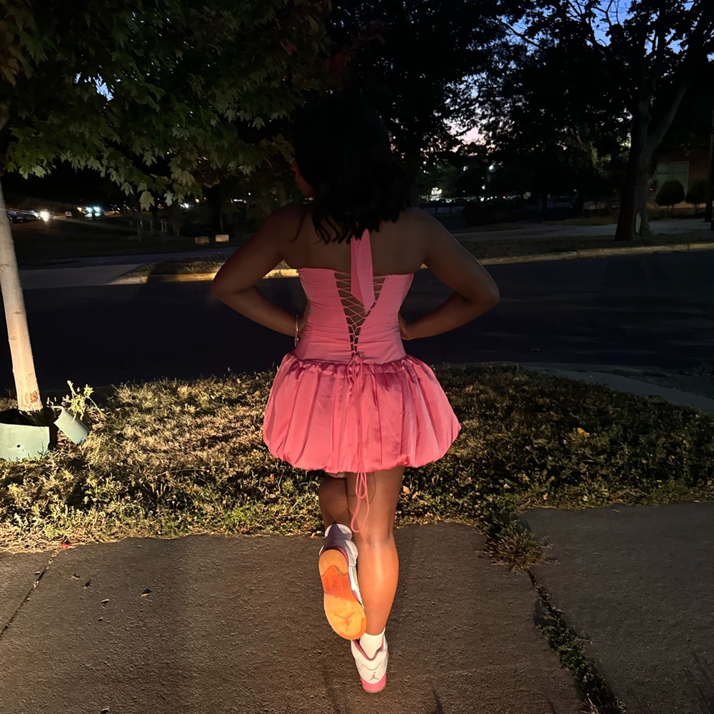 pink corset mini dress